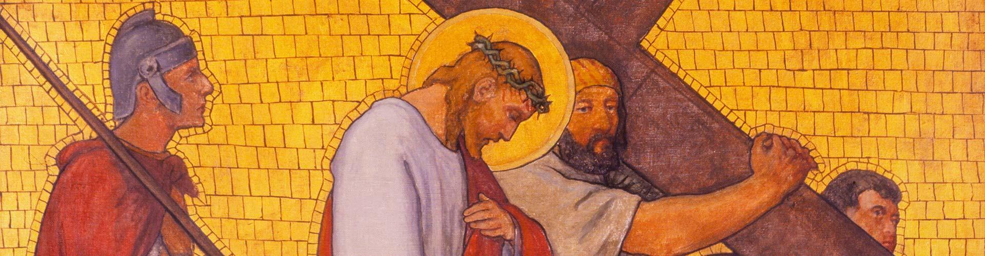 Octava estación: Jesús es ayudado por el Cirineo a llevar la cruz