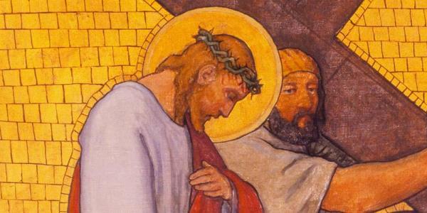 Octava estación: Jesús es ayudado por el Cirineo a llevar la cruz